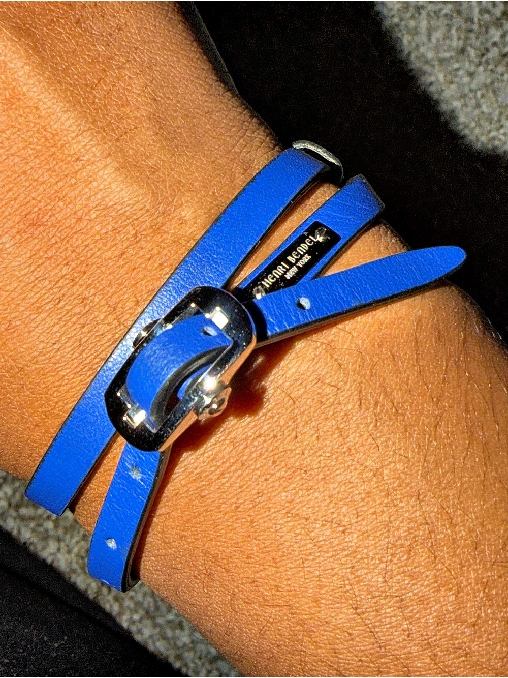 Henri Bendel Leather Wrap Bracelet Blue